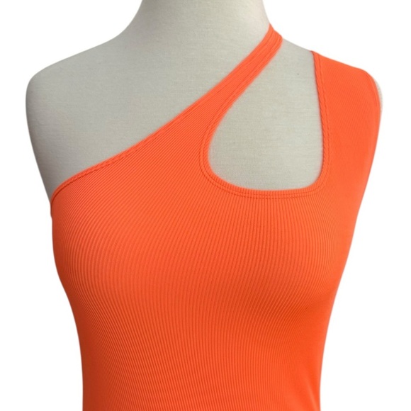 Opening Ceremony Orange Asymmetrical Neck Sleeveless Bodycon Sexy Neon Dress XS - Picture 12 of 12